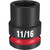 Milwaukee 49-66-6205 Shockwave Impact Duty 1/2" Drive 11/16" Standard 6 Point Socket