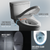 Toto Drake Two Piece Elongated 10 Inch Rough in Tornado Flush Universal Height Toilet with CEFIONTECT 1.28 GPF with Contemporary Washlet+ Auto Flush S7 Bidet Seat in Cotton White
