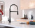 Moen Sinema Single Handle Touchless High Arc Pulldown Kitchen Faucet Spring Kitchen Sink Faucet with Pulldown Sprayer Head and Wave Motion Sensor in Matte Black - S5235EWBL