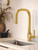 Moen Tenon One Handle Modern Kitchen Pulldown Faucet with Reflex and PowerBoost Spray Technology Accent Handle Included for Customizing in Brushed Gold - S74001BG