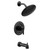 Moen Gibson Pressure Balancing Modern Bathtub and Shower Trim Kit with Wide Rain Shower Head Shower Handle and Tub Spout Shower Faucet Set Posi Temp in Matte Black - T3003EPBL