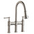 Elkay Explore Three Hole Bridge Faucet with Pull-down Spray and Lever Handles Lustrous Steel