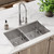 Elkay Crosstown 18 Gauge Stainless Steel 33" x 22" x 9" 1-Hole Equal Double Bowl Dual Mount Sink Kit with Aqua Divide