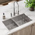 Elkay Crosstown 18 Gauge Stainless Steel 33" x 22" x 9" 2-Hole Equal Double Bowl Dual Mount Sink Kit with Aqua Divide