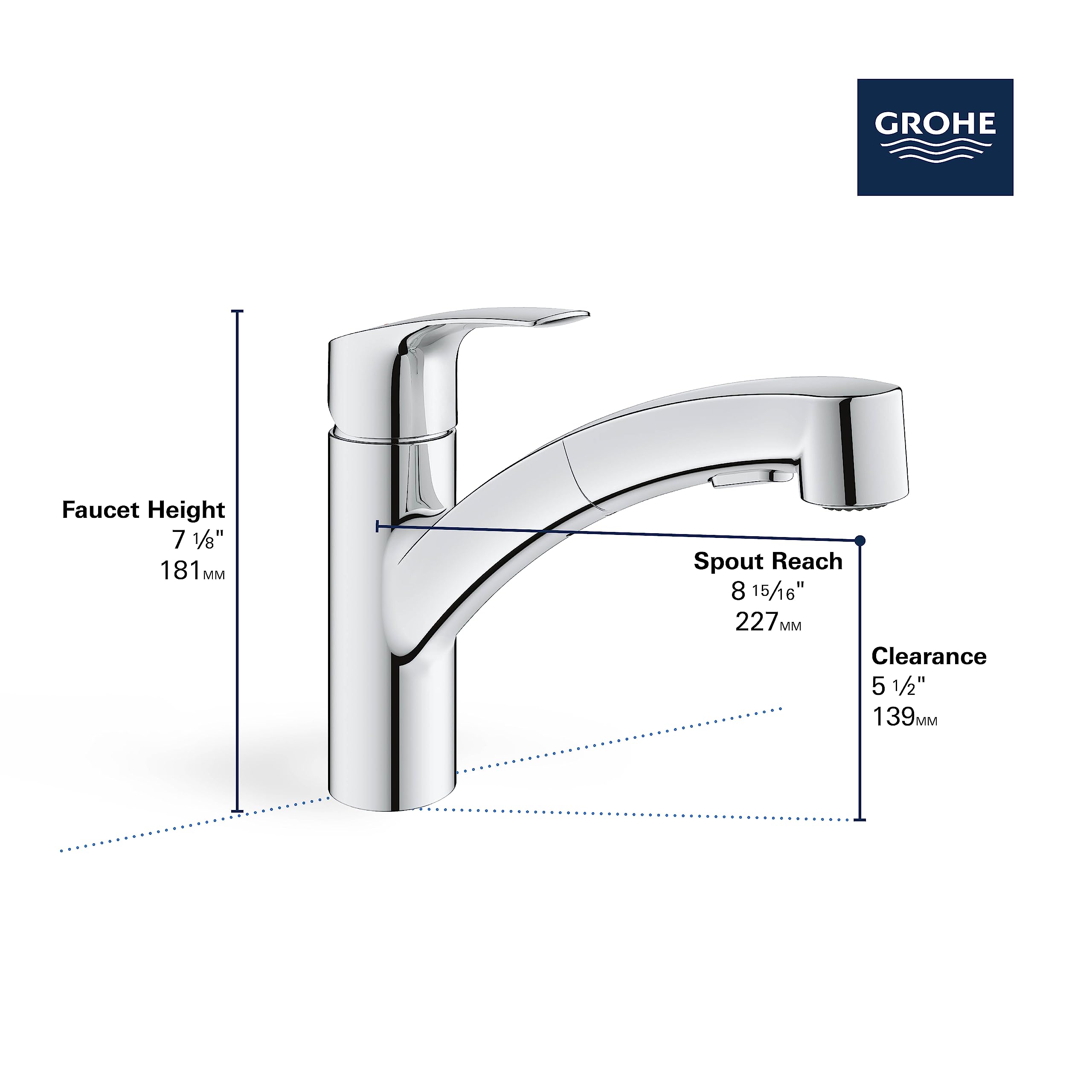 GROHE Eurosmart keukenkraan hoge uitloop, Supersteel - Incl. montage