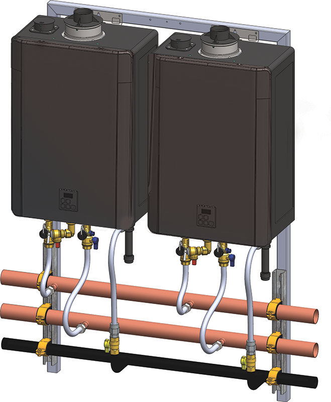 Rinnai  R-852PMSⅢ Rinnai TRX02CXiN Wall-Mounted Compact 2 Unit Tankless Rack