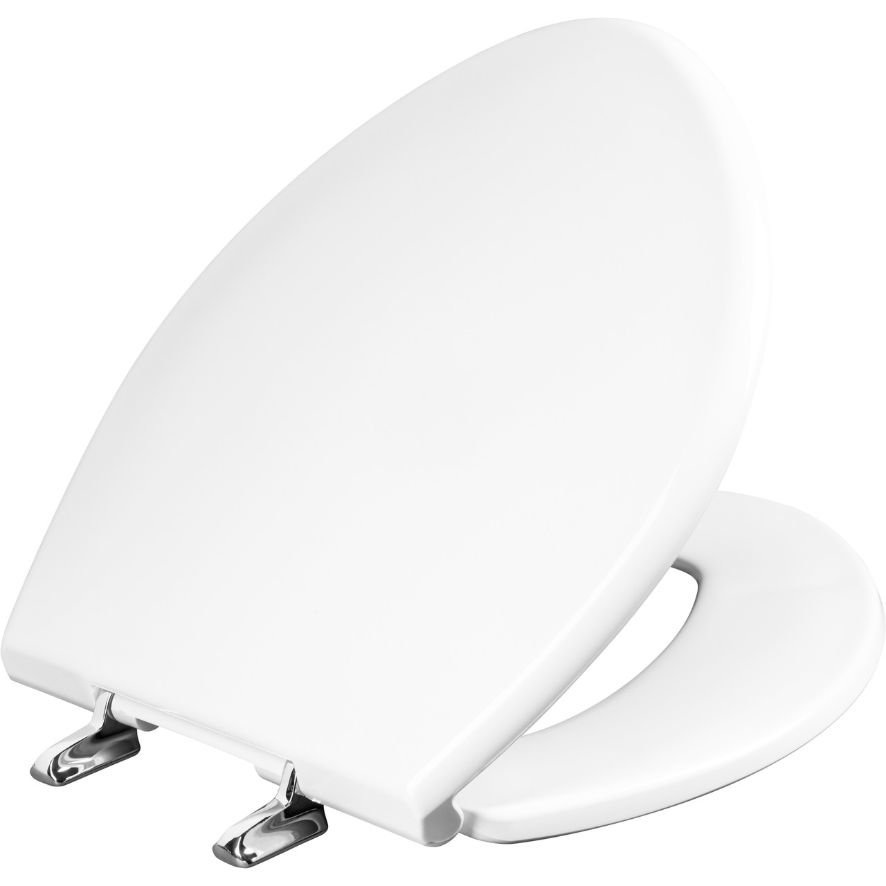 Bemis 1000CPT 000 Round/Elongated Paramont Commercial Plastic Toilet Seat in White with Chrome Hinge and STA-TITE Commercial Fastening System
