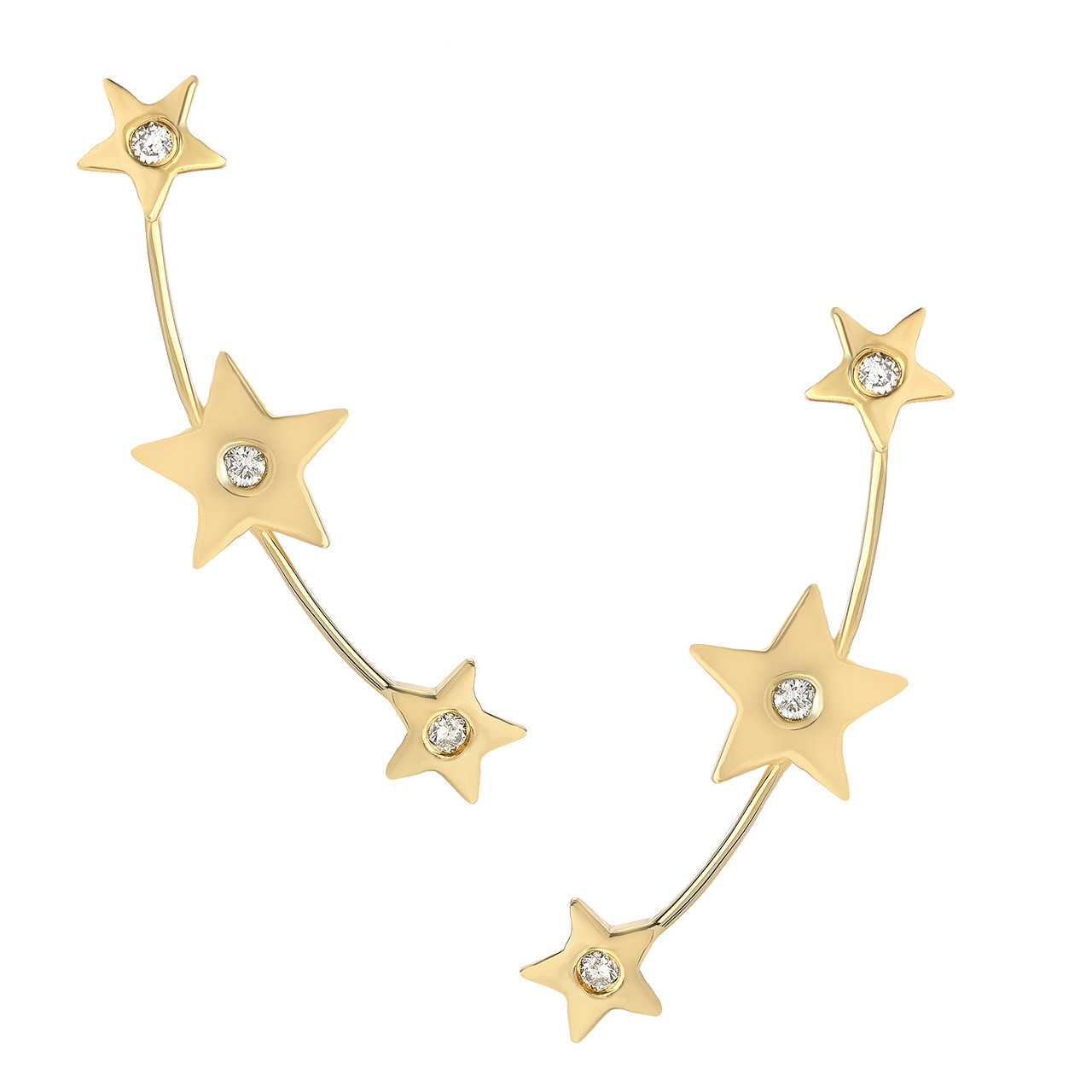 激安通販の Stunning Diamond Set Star Long Curved Push-back Earrings アクセサリー