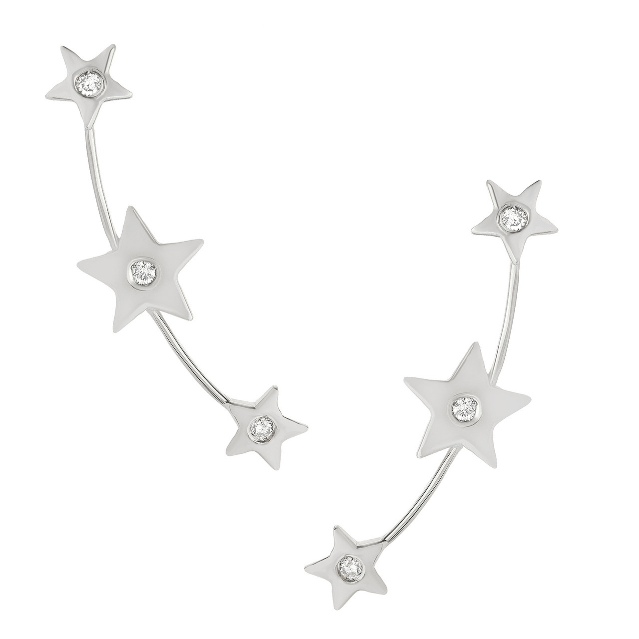 Stunning Diamond Set Star Long Curved Push-back Earrings