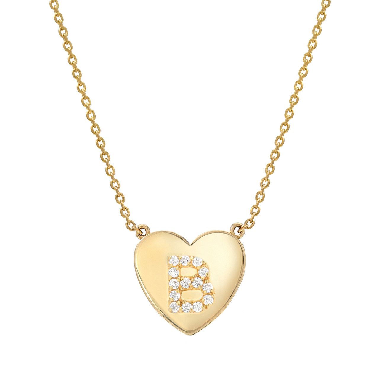 Gold Brilliant Gem Necklace (Style#11872-11897) Heart - Set Mini Frame Initial Mini Jewels
