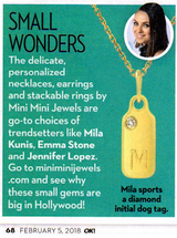 Mila Kunis Sports Mini Mini Jewels Initial Dog Tag Feature in OK! Magazine