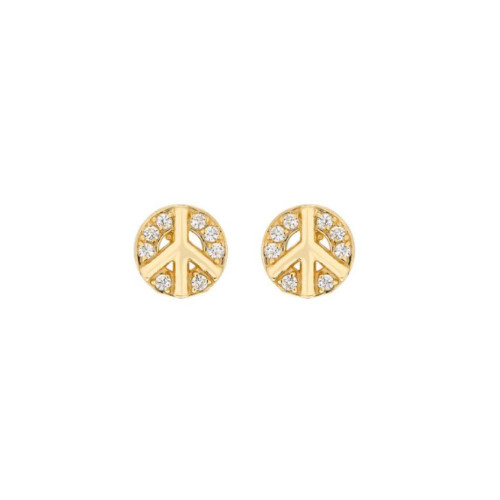 Gold Peace Sign Earrings 14k good peace sign earrings display picture 1