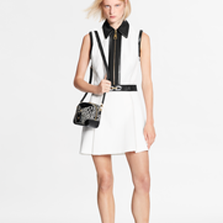 Since 1854 Leather Insert Technical Gabardine Fit-and-flare Dress