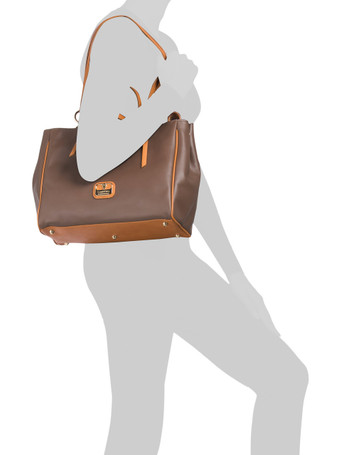 Made In Italy Leather Tote With Vachetta Trim