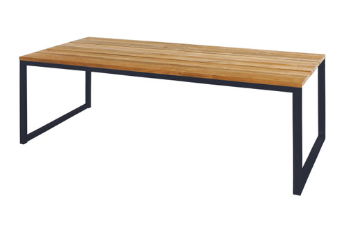 ICON Dining Table 78.5" x 35.5" - Powder-coated Stainless Steel, Recycled Teak