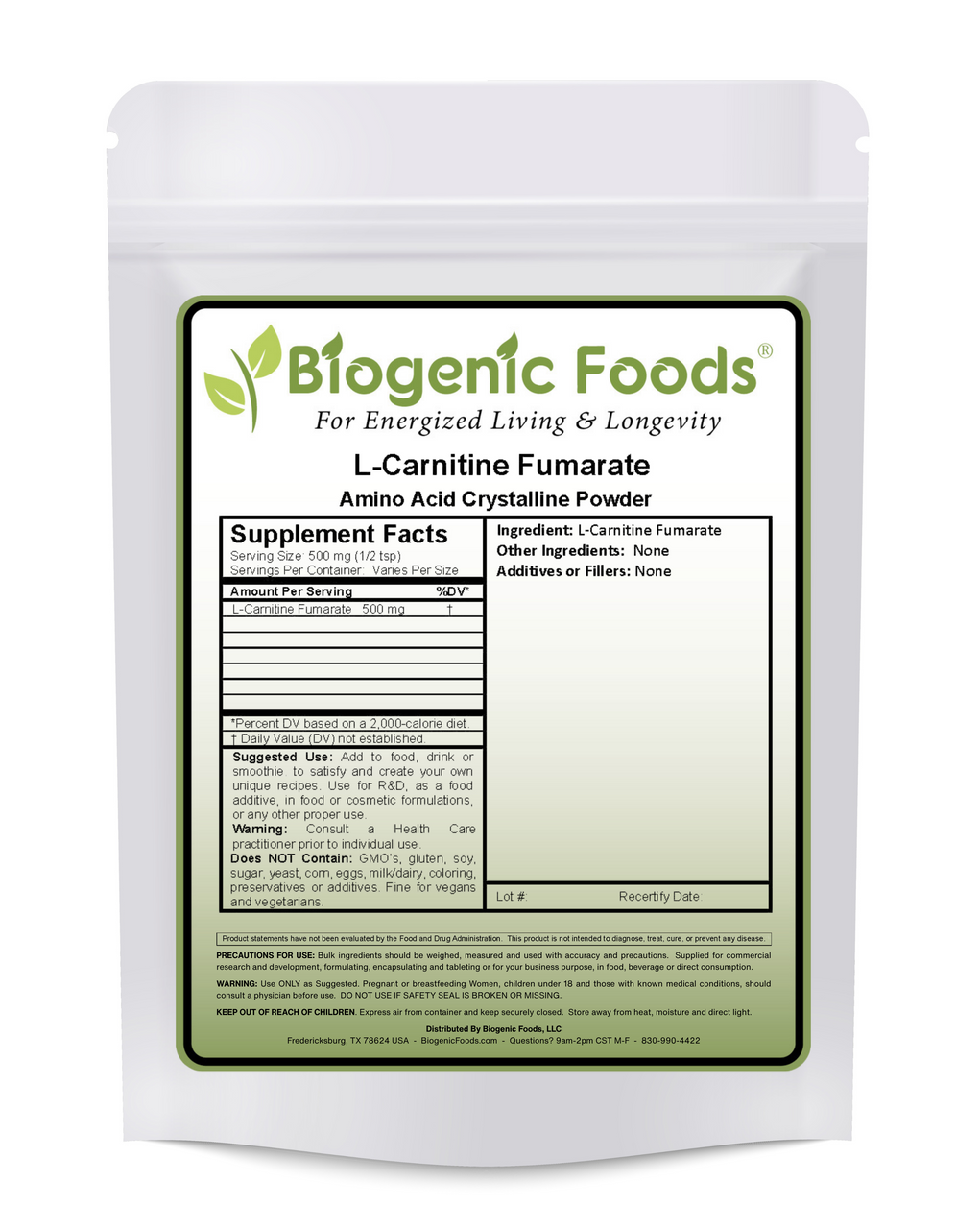 L-Carnitine Fumarate Powder (58% Carnitine)