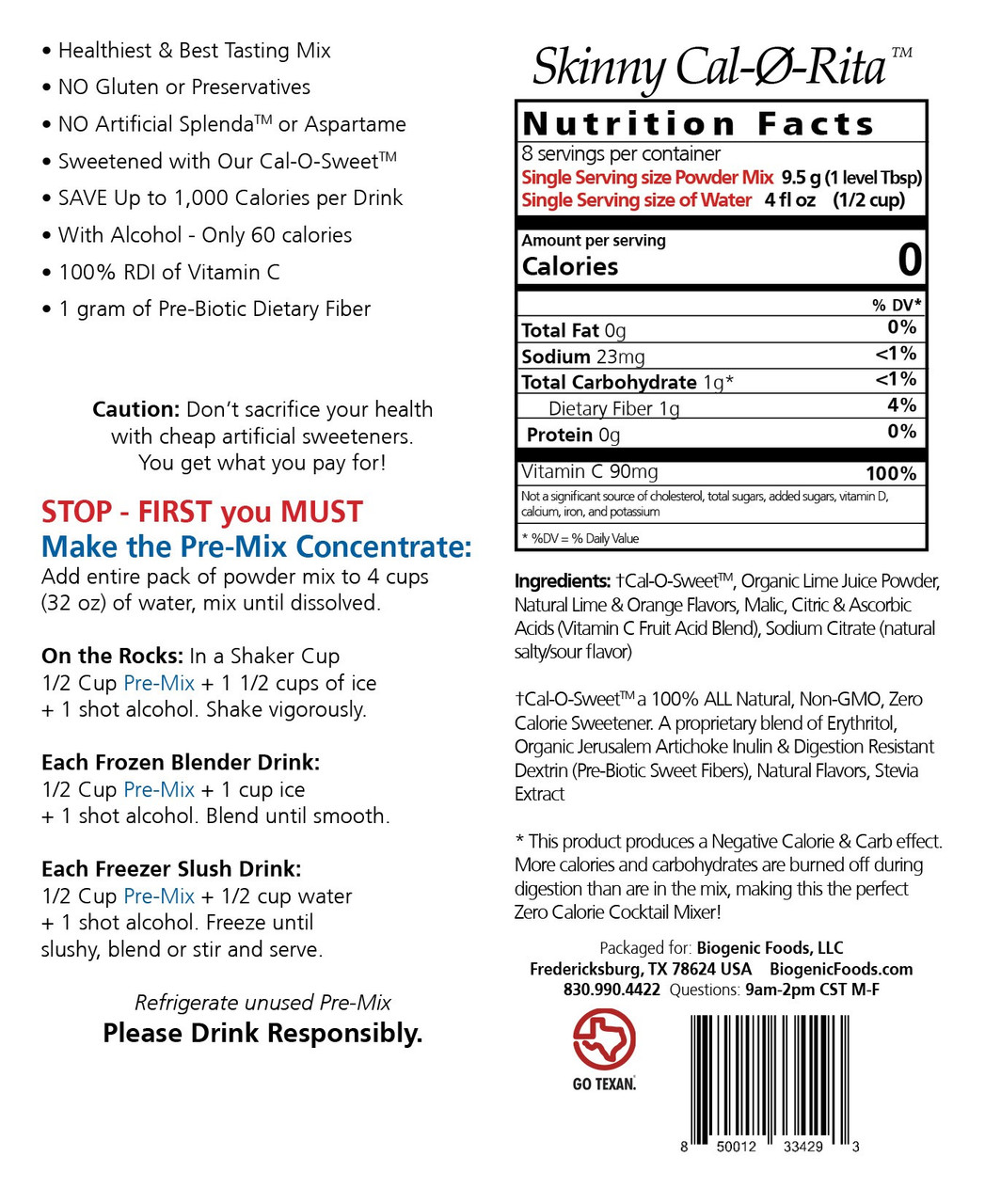 Skinny Cal-0-Mixers Cocktail Mix Powder - 8 Servings/ea, Variety Pack