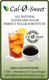 Cal-O-Sweet Tabs- Natural Zero Calorie & Carb Sugar-Free Sweetener - 200 Tabs