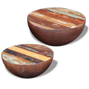 Two Piece Bowl Shaped Coffee Table Set Solid Reclaimed Wood A949-243352