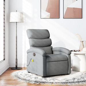 Massage Recliner Chair Light Grey Fabric A949-3205364