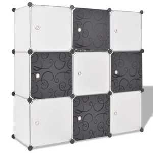 Storage Cube Organizer with 9 Compartments Black and White A949-244924