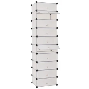 Interlocking Shoe Organizer with 10 Compartments White A949-244919
