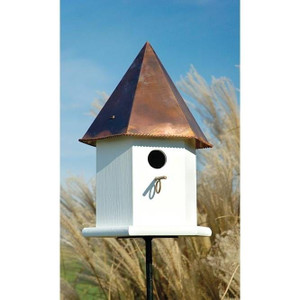 White Hexagonal Birdhouse with Copper Roof - Made in the USA Q280-HCSRWBH12583957