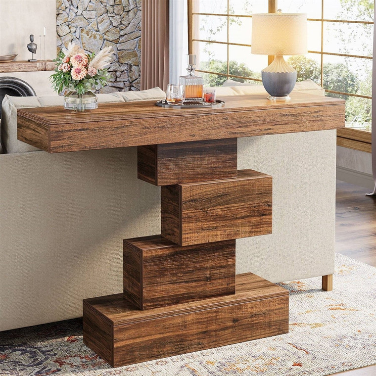 Modern Farmhouse 42-inch Console Accent Sofa Table in Rustic Brown Wood Finish Q280-FTWCSFG8958173