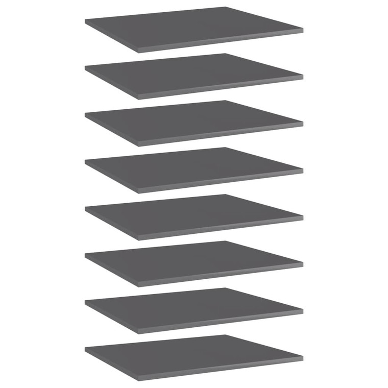 Bookshelf Boards 8 pcs High Gloss Gray 23.6"x19.7"x0.6" Engineered Wood A949-805281