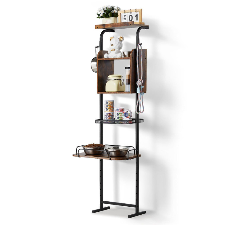 Pet Feeding Station with Storage, Elevated Dog Bowls, Raised Dog Bowl Stand, Dog Food Storage and F E415-BGSJSCWHSWJ1A05ROV0