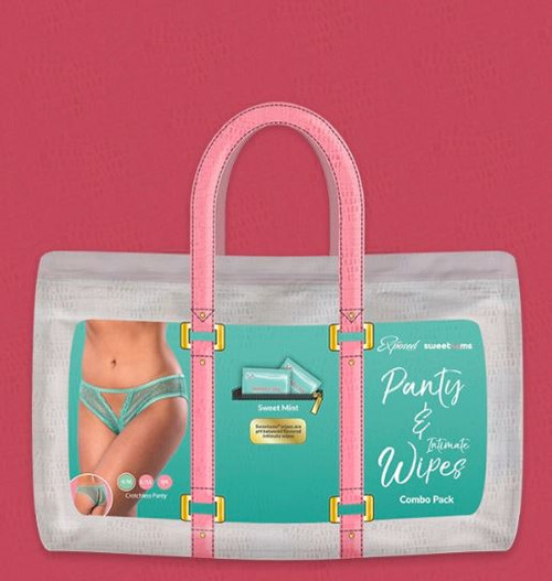 Sweetums Crotchless Panty W/ Wipes Mint S/m