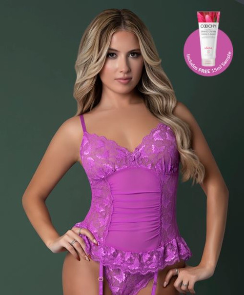Butterfly Fantasies Basque & Cheeky Panty Purple Glow L/xl
