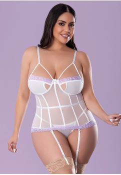 Sheer Passion Basque & G-string White 2xl