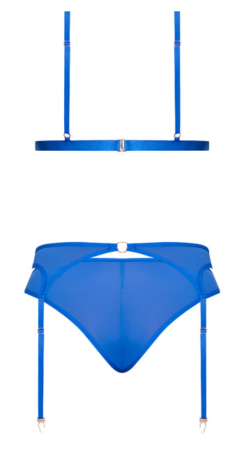Sassy Bra Garter & Rouched Panty Cobalt 2xl