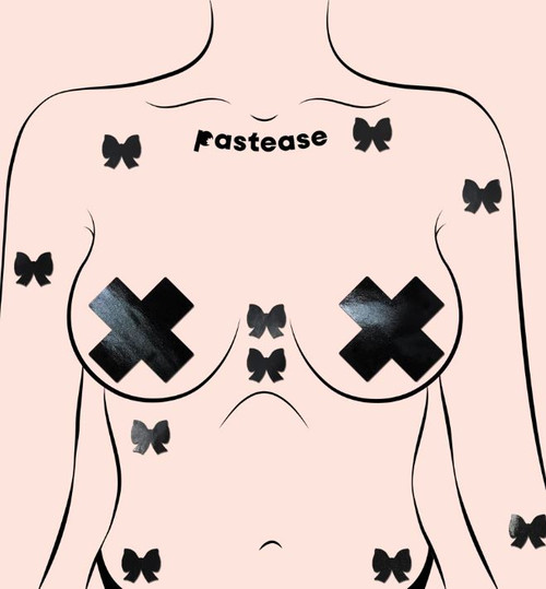 Mini Body Pasties 10pk Faux Pleather Black