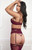 4pc Bra High Waist Panty Garter Belt & Stockings Italian Plum