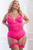 2pc Sheer Lace Teddy W/ Snap Crotch Glossy Pink Q/s