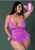 Butterfly Fantasies Bra Garter Thong Purple Glow 2xl