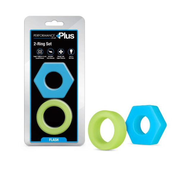 Performance Plus Flash 2 Cock Ring Set Glow In The Dark
