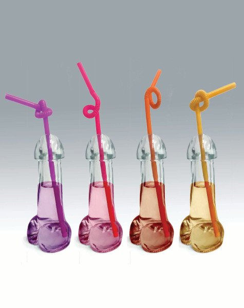 Glitterati Penis 6oz Drinking Glass Pack Of 4