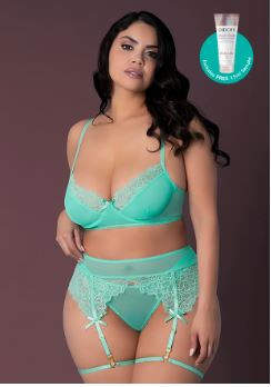 Caribbean Crush Bra & Garter Thong Set Aqua Glow 2xl