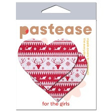 Pastease Ugly Christmas Sweate Glitter Red & White Heart Nipp