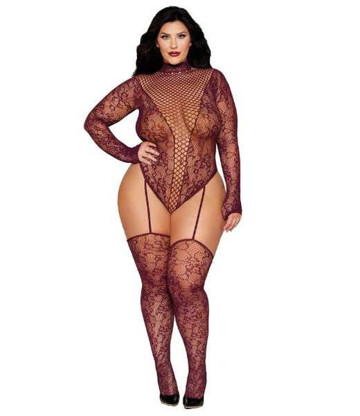Teddy Bodystocking Cherry Lacquer Q/s