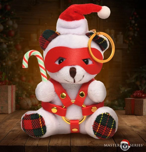 Ms Holiday Bondage Bear Keychain White
