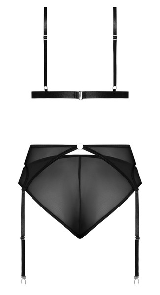 Sassy Bra Garter & Rouched Panty Black 2xl