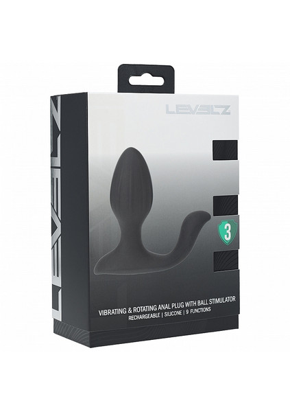 Levelz Vibrating & Rotating Silicone Anal Plug Black