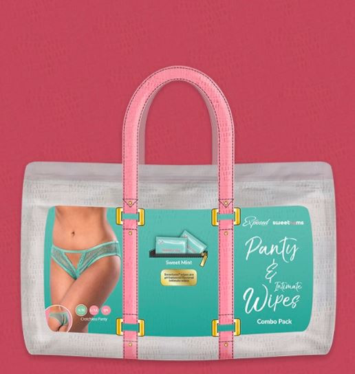 Sweetums Crotchless Panty W/ Wipes Mint L/xl