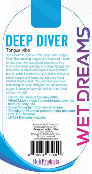 Tongue Star Deep Diver Blue Vibrating Tongue With Motor