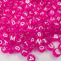 Hot pink clear letter beads