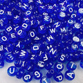Navy clear letter beads